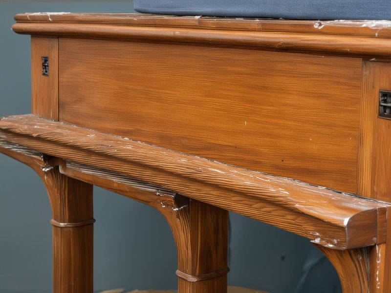 Professional furniture repair work showing detailed structural restoration and joint repair