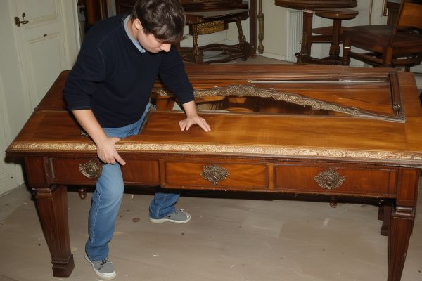 Quality control inspection of restored furniture piece
